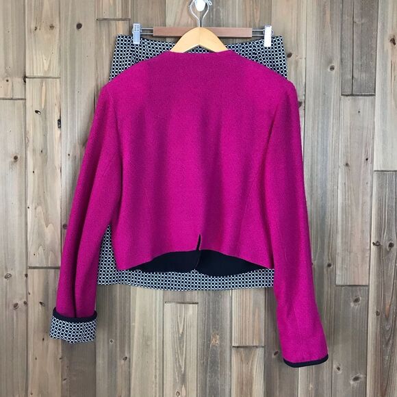 Vintage Canvasbacks Womens Art Wear Wool Suit Fushia Black & White 2 Button 12 - Picture 5 of 15